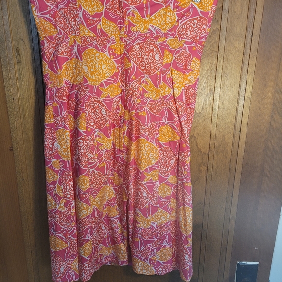 Lilly PULITZER Pink Orange Fish Beverly Hillls Bubbly Strapless Dress, SZ 0 - Picture 3 of 7